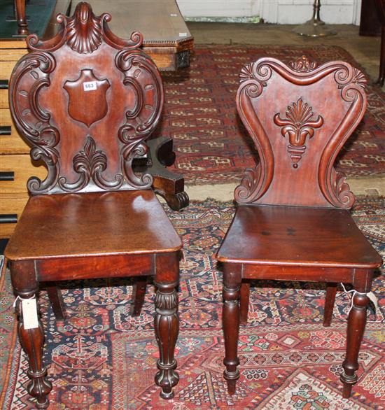 2 Victorian mahogany hall chairs